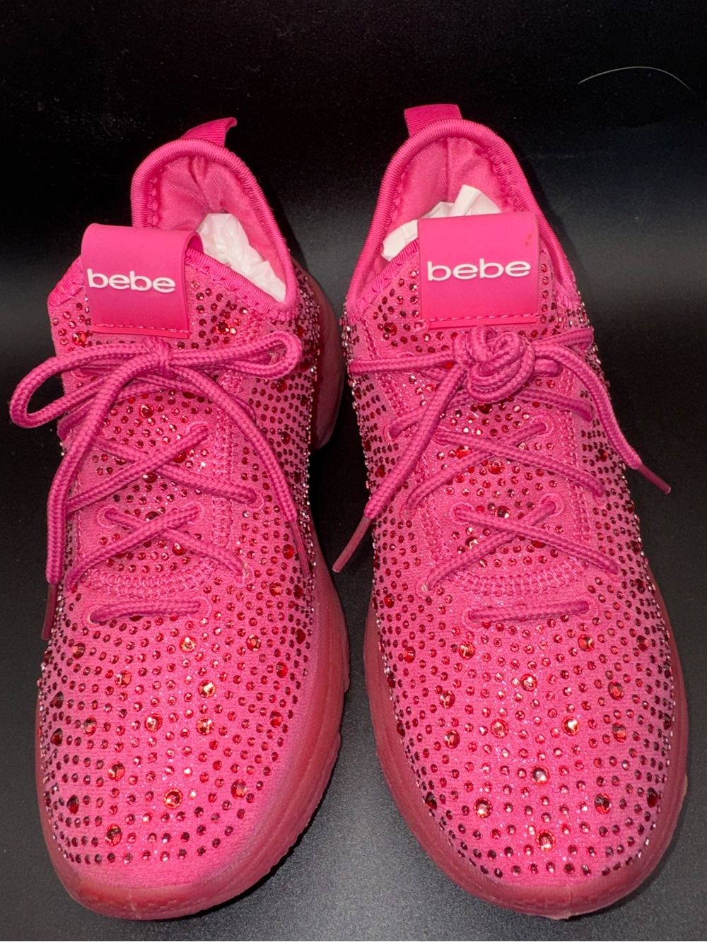 bebe Rhinestone Sneakers Pink Magenta Bling Chunky Size 7 Women Y2K Glam